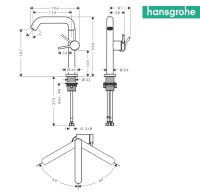 MEDIDAS MONOMANDO LAVABO TECTURIS S FINE HANSGROHE